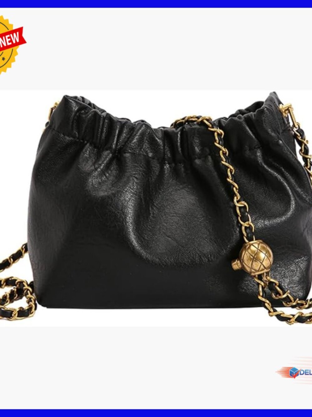 Genuine Leather Hobo Bag With Chain Strap, Convertible Shoulder Crossbody Purse